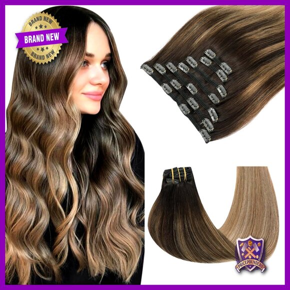 20 Inch Clip-In Human Hair Extensions 7pc 160g Double Drawn main image 7